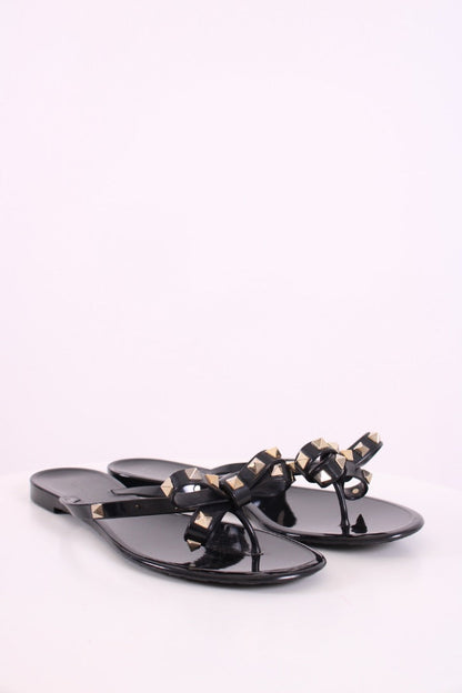 Valentino Rockstud Bow Rubber Sandals Black 39 | DEFAULT TITLE, Black