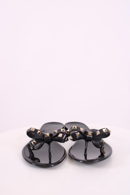 Valentino Rockstud Bow Rubber Sandals Black 39 | DEFAULT TITLE, Black