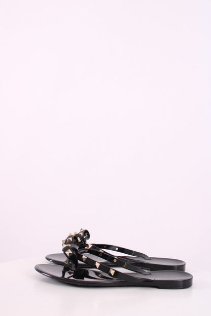 Valentino Rockstud Bow Rubber Sandals Black 39 | DEFAULT TITLE, Black