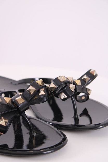Valentino Rockstud Bow Rubber Sandals Black 39 | DEFAULT TITLE, Black
