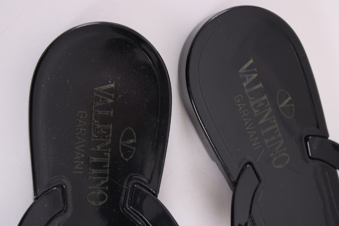 Valentino Rockstud Bow Rubber Sandals Black 39 | DEFAULT TITLE, Black