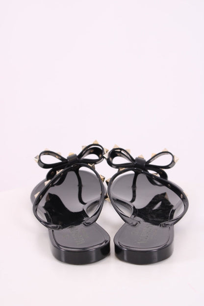 Valentino Rockstud Bow Rubber Sandals Black 39 | DEFAULT TITLE, Black