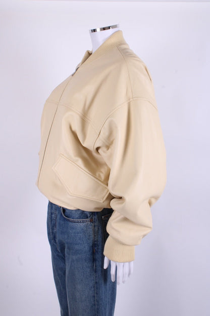 Arrange Leather Bomber Jacket Buttermilk S | Small, Yellow