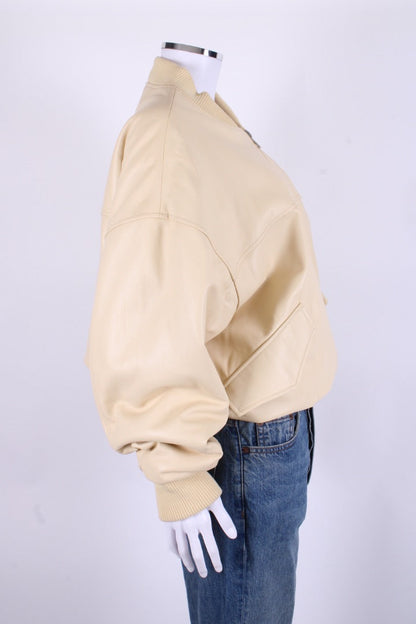 Arrange Leather Bomber Jacket Buttermilk S | Small, Yellow