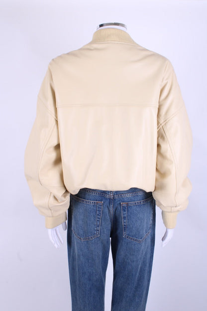 Arrange Leather Bomber Jacket Buttermilk S | Small, Yellow