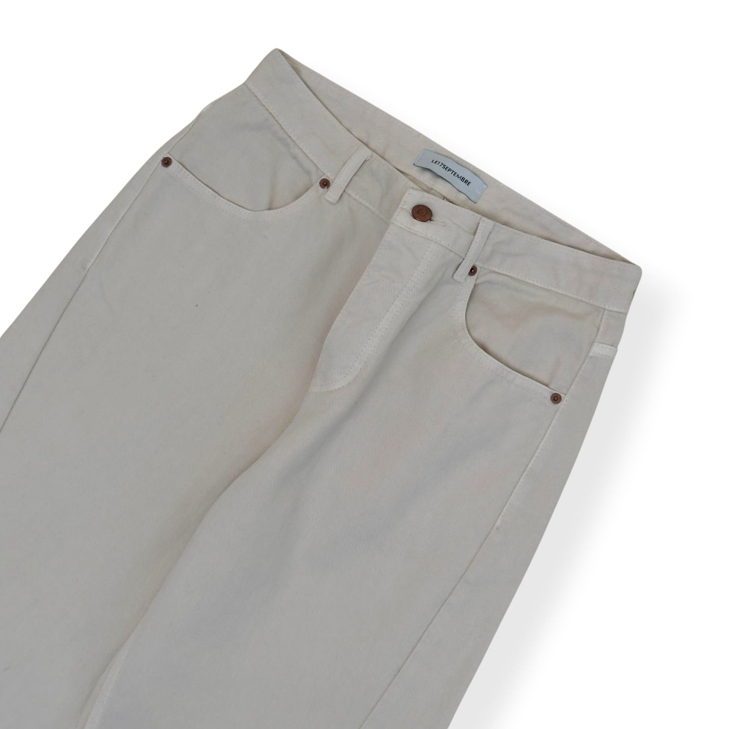 LE17SEPTEMBRE ONE TUCK WIDE DENIM JEANS IVORY 46 / XS | XS, Ivory