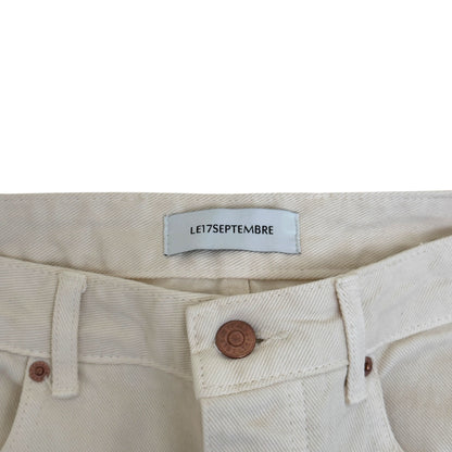 LE17SEPTEMBRE ONE TUCK WIDE DENIM JEANS IVORY 46 / XS | XS, Ivory