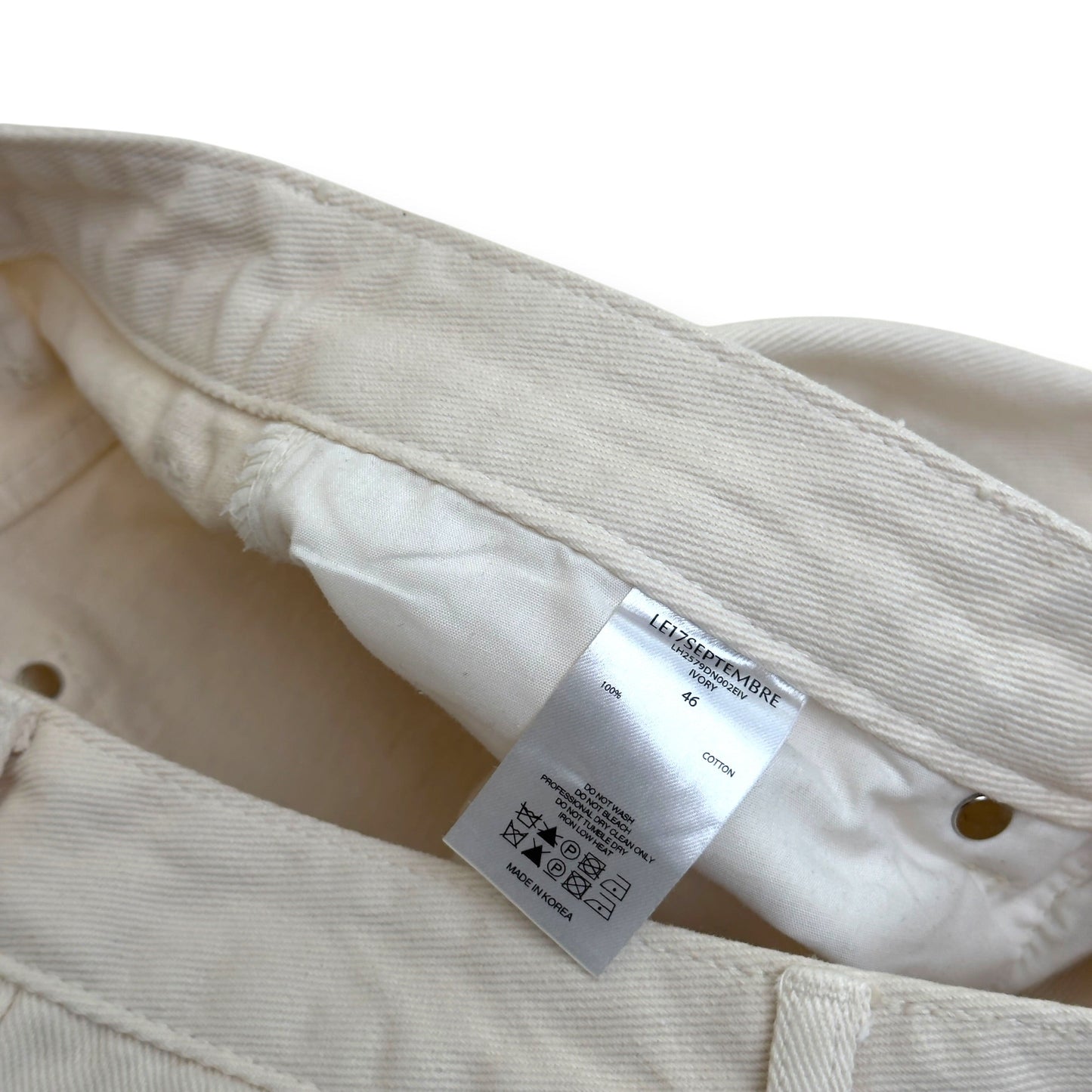 LE17SEPTEMBRE ONE TUCK WIDE DENIM JEANS IVORY 46 / XS | XS, Ivory