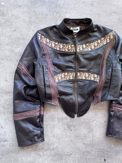 VT Rework: Dior Dual Stripe Cropped Leather Jacket SC:5782 | Medium, Brown