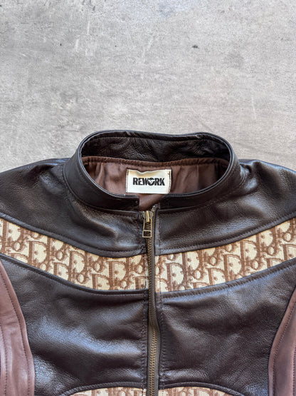 VT Rework: Dior Dual Stripe Cropped Leather Jacket SC:5782 | Medium, Brown