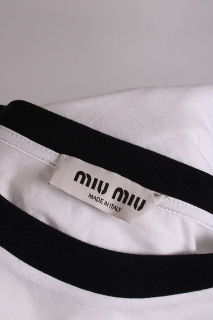 Miu Miu Logo Crop T-shirt White/ Black M | Medium, Black