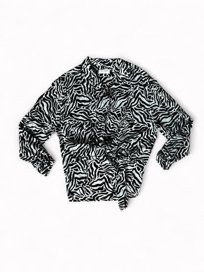 SS20 Saint Laurent Paris Zebra Print Sheer Wool Shirt