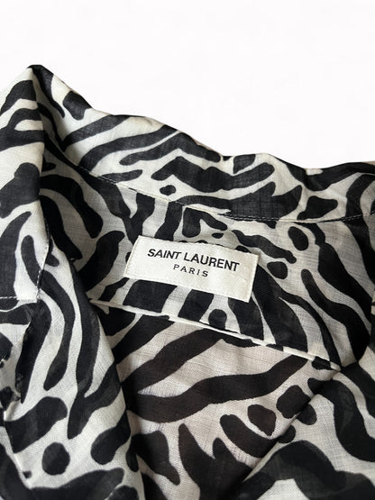 SS20 Saint Laurent Paris Zebra Print Sheer Wool Shirt