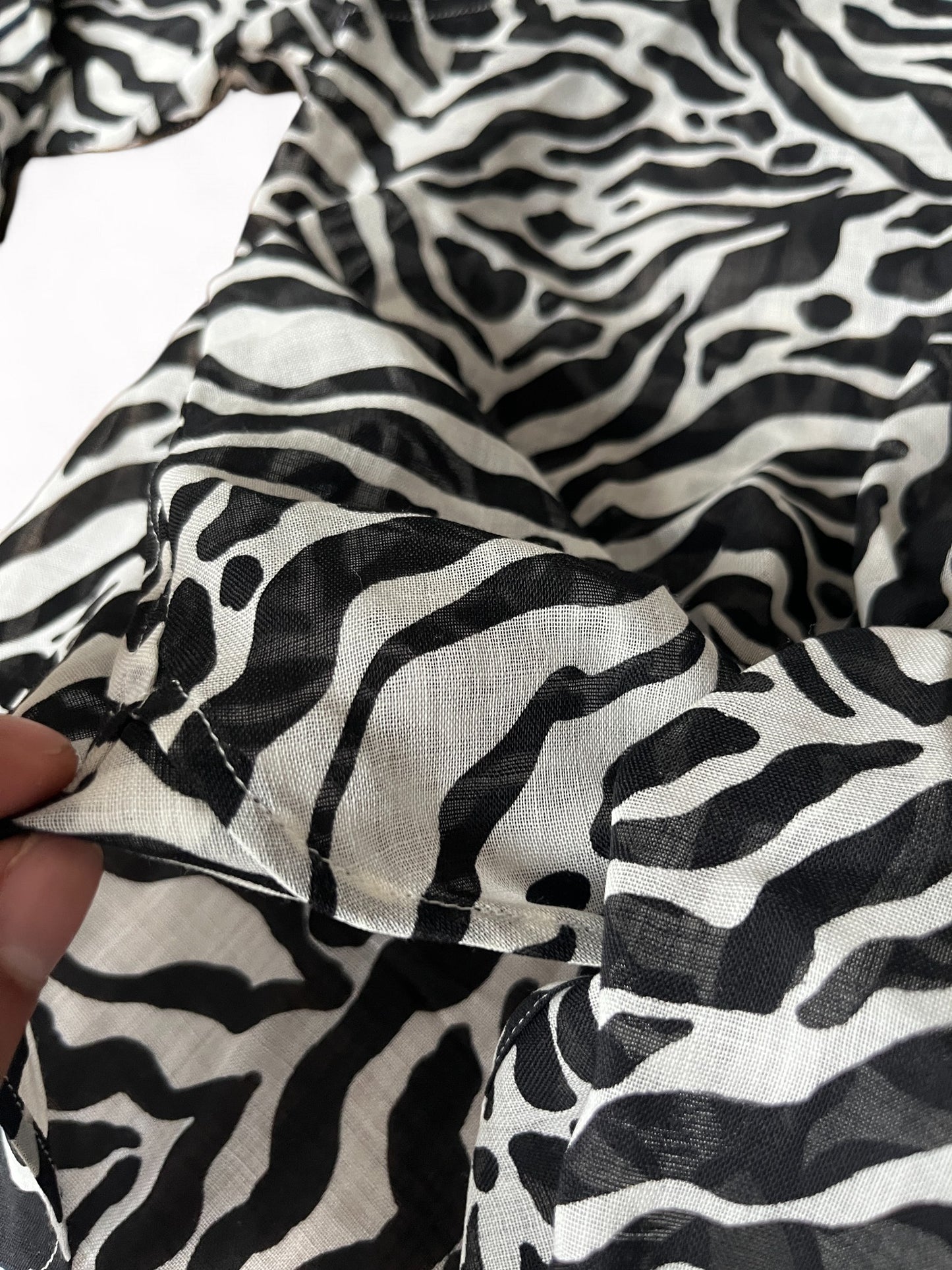 SS20 Saint Laurent Paris Zebra Print Sheer Wool Shirt