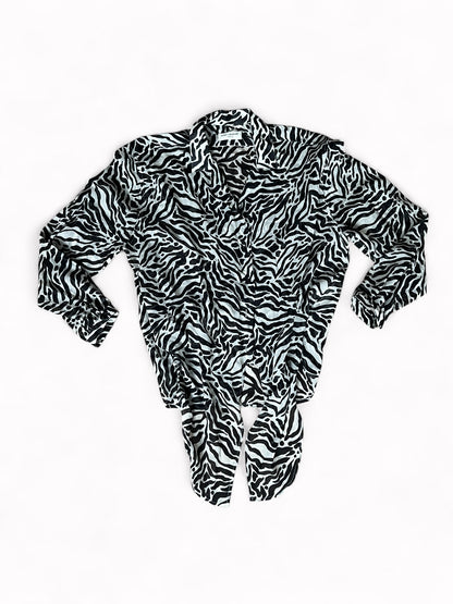 SS20 Saint Laurent Paris Zebra Print Sheer Wool Shirt