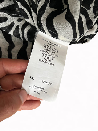 SS20 Saint Laurent Paris Zebra Print Sheer Wool Shirt