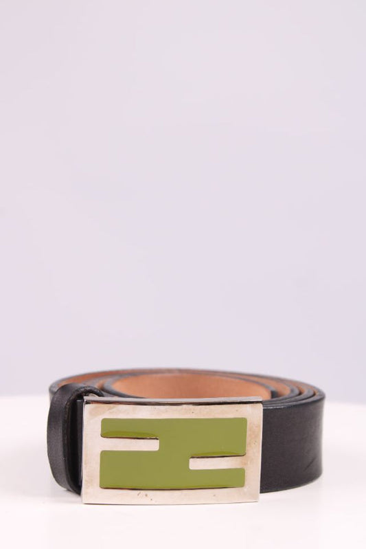 Fendi Green buckle fendi belt black and green 44 | O/S, Black