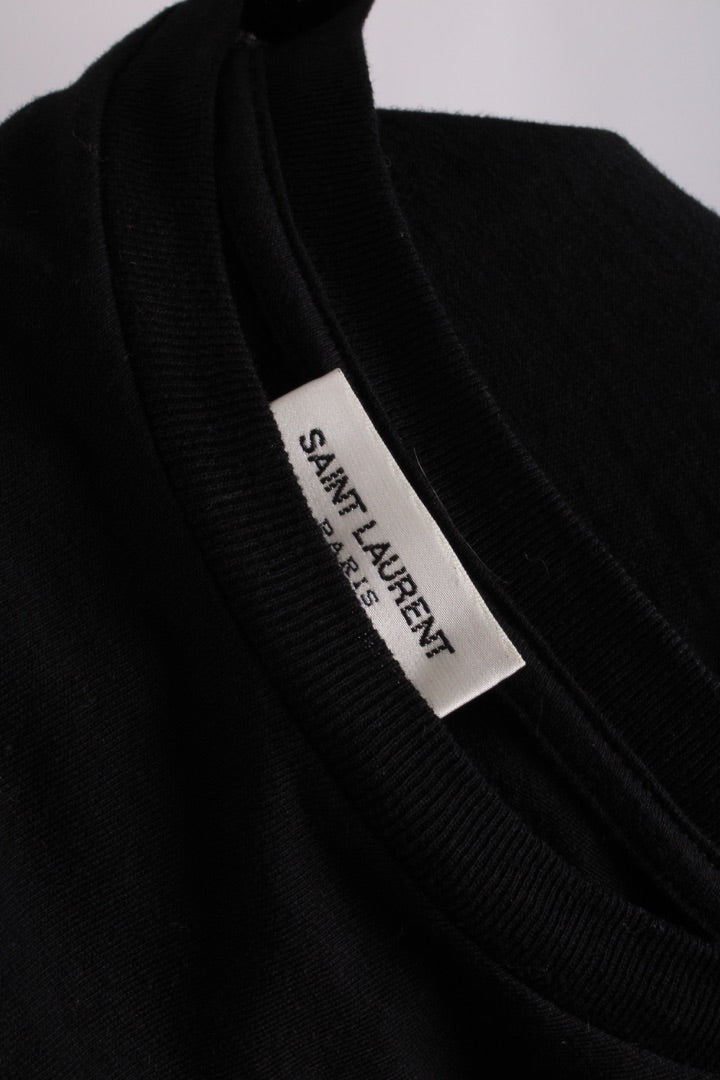 Saint Laurent YSL Embroidered Logo Crop T-shirt Black S | Small, Black