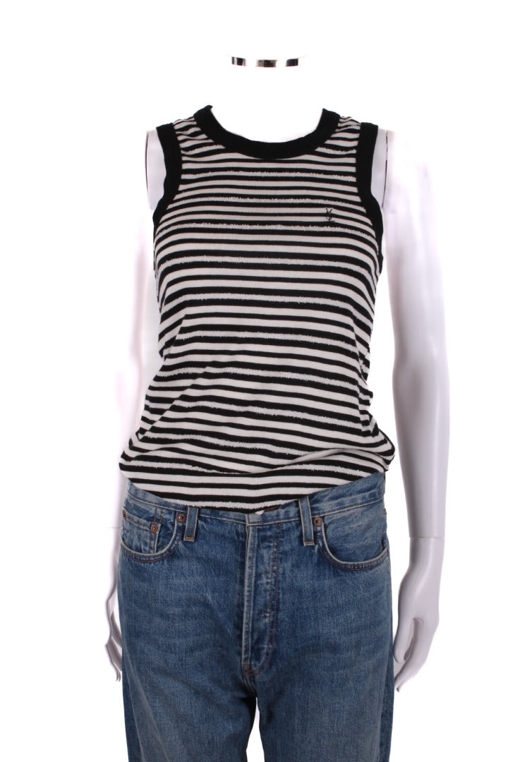 Saint Laurent Distressed Stripe Vest Top Black/ White S | Small, Black