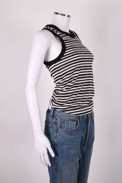 Saint Laurent Distressed Stripe Vest Top Black/ White S | Small, Black