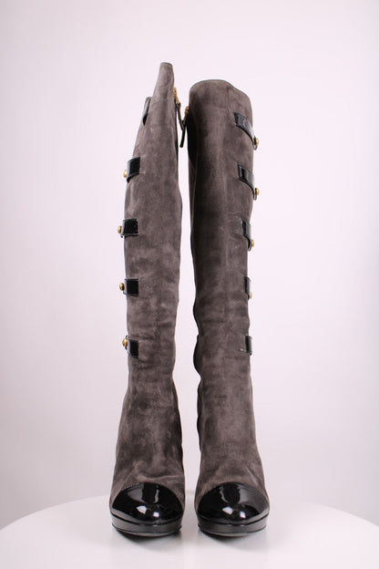 Fendi Long Military Boots Grey/ Black 40 | UK 7, Black