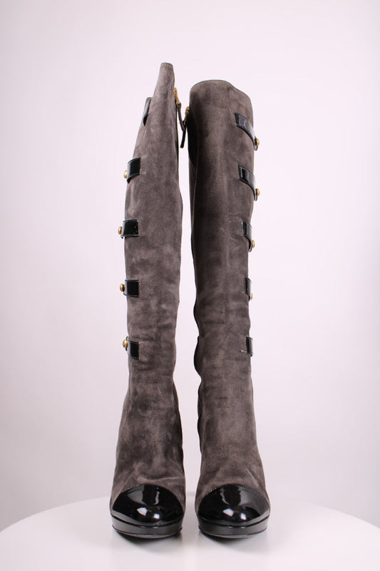 Fendi Long Military Boots Grey/ Black 40 | UK 7, Black