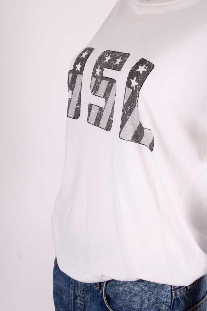 Saint Laurent Flag Logo T-shirt White S | Small, Black