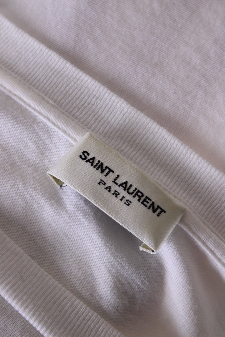 Saint Laurent Flag Logo T-shirt White S | Small, Black