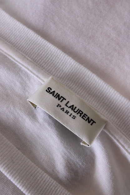 Saint Laurent Flag Logo T-shirt White S | Small, Black