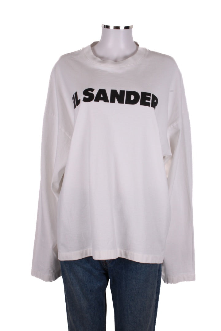 Jil Sander L/S Logo Top White/ Black XL | XL, Black
