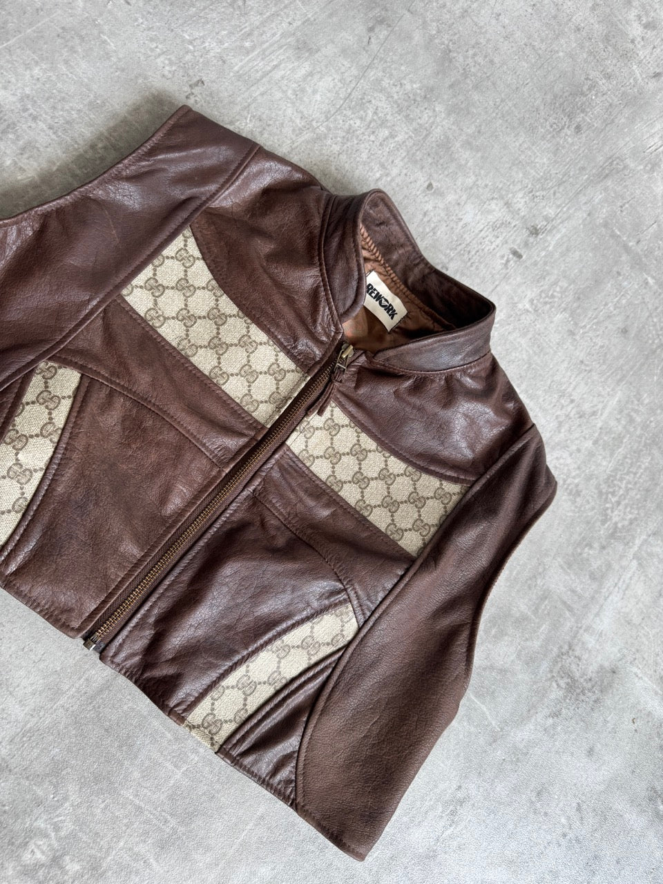 VT Rework: Cropped Leather Gucci Vest SC: 5782