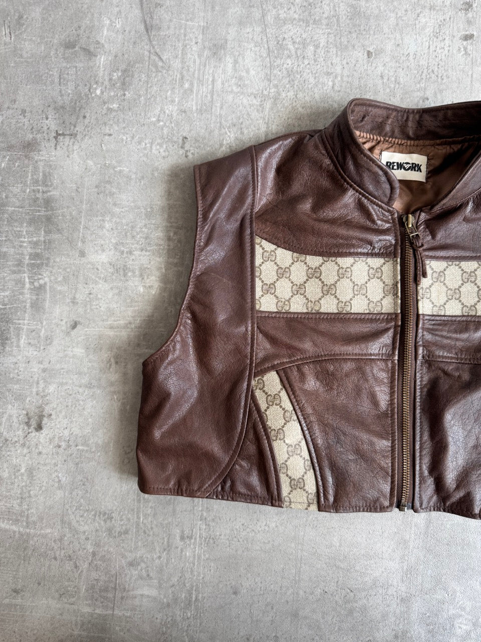 VT Rework: Cropped Leather Gucci Vest SC: 5782