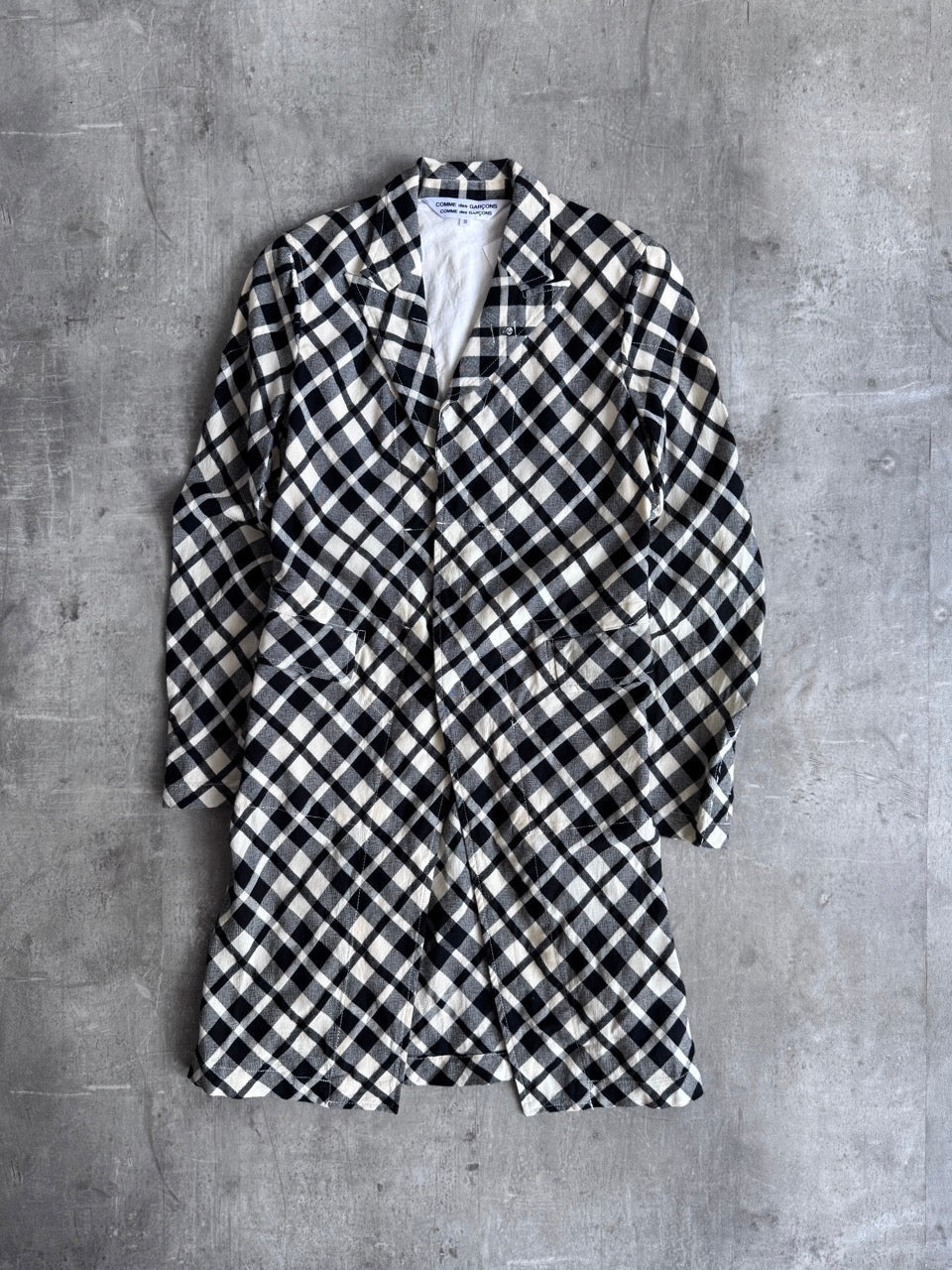 Comme des Garcons Long Bias Check Wool Jacket