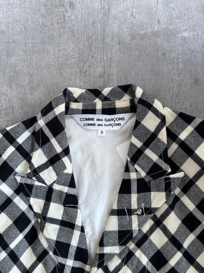 Comme des Garcons Long Bias Check Wool Jacket
