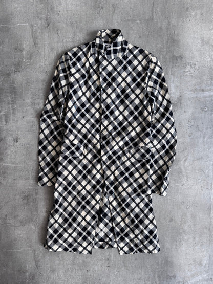 Comme des Garcons Long Bias Check Wool Jacket