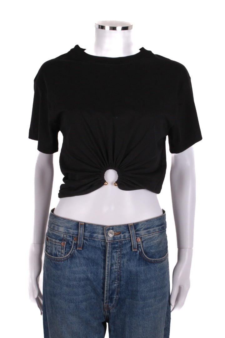 Rabanne Ring Embellished Crop T-shirt Black S | Small, Black
