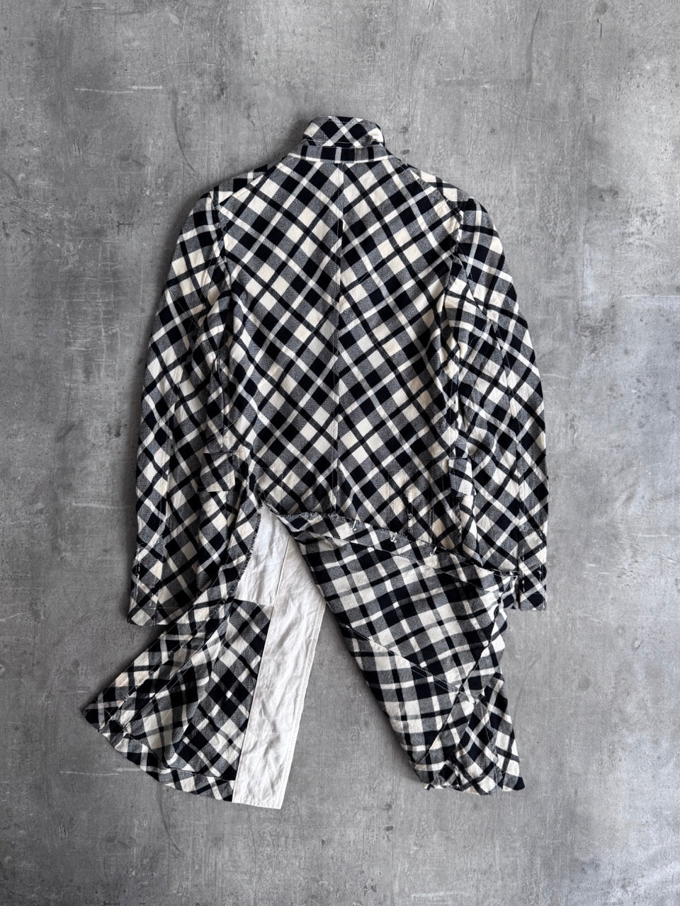 Comme des Garcons Long Bias Check Wool Jacket
