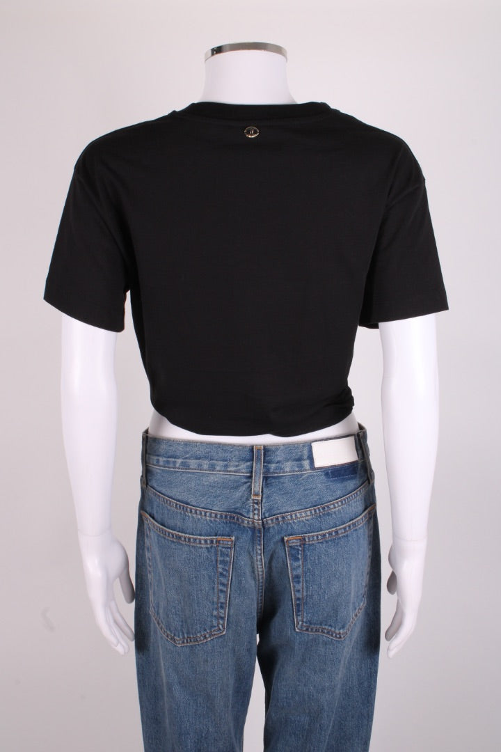 Rabanne Ring Embellished Crop T-shirt Black S | Small, Black