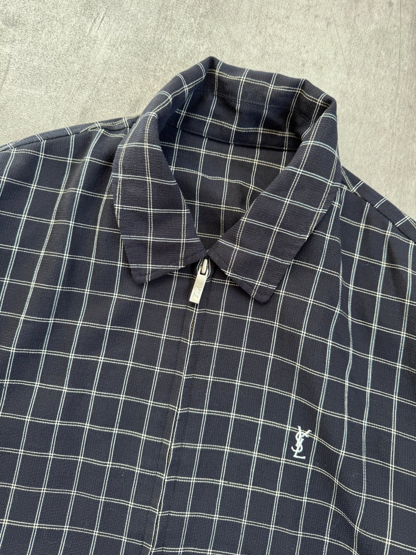 YSL Grid Print Lightweight Bomber Jacket