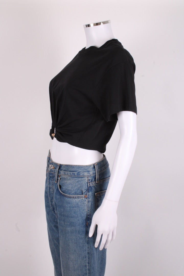 Rabanne Ring Embellished Crop T-shirt Black S | Small, Black