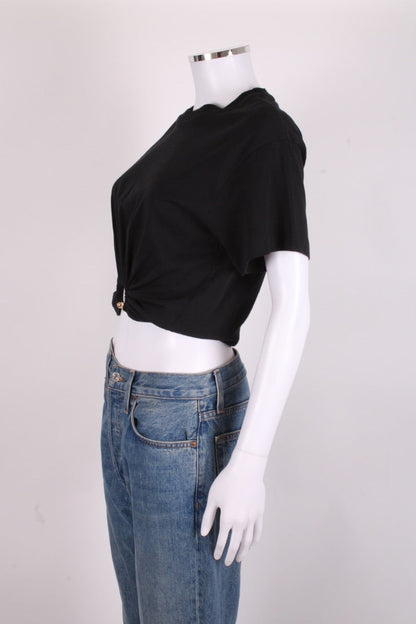 Rabanne Ring Embellished Crop T-shirt Black S | Small, Black