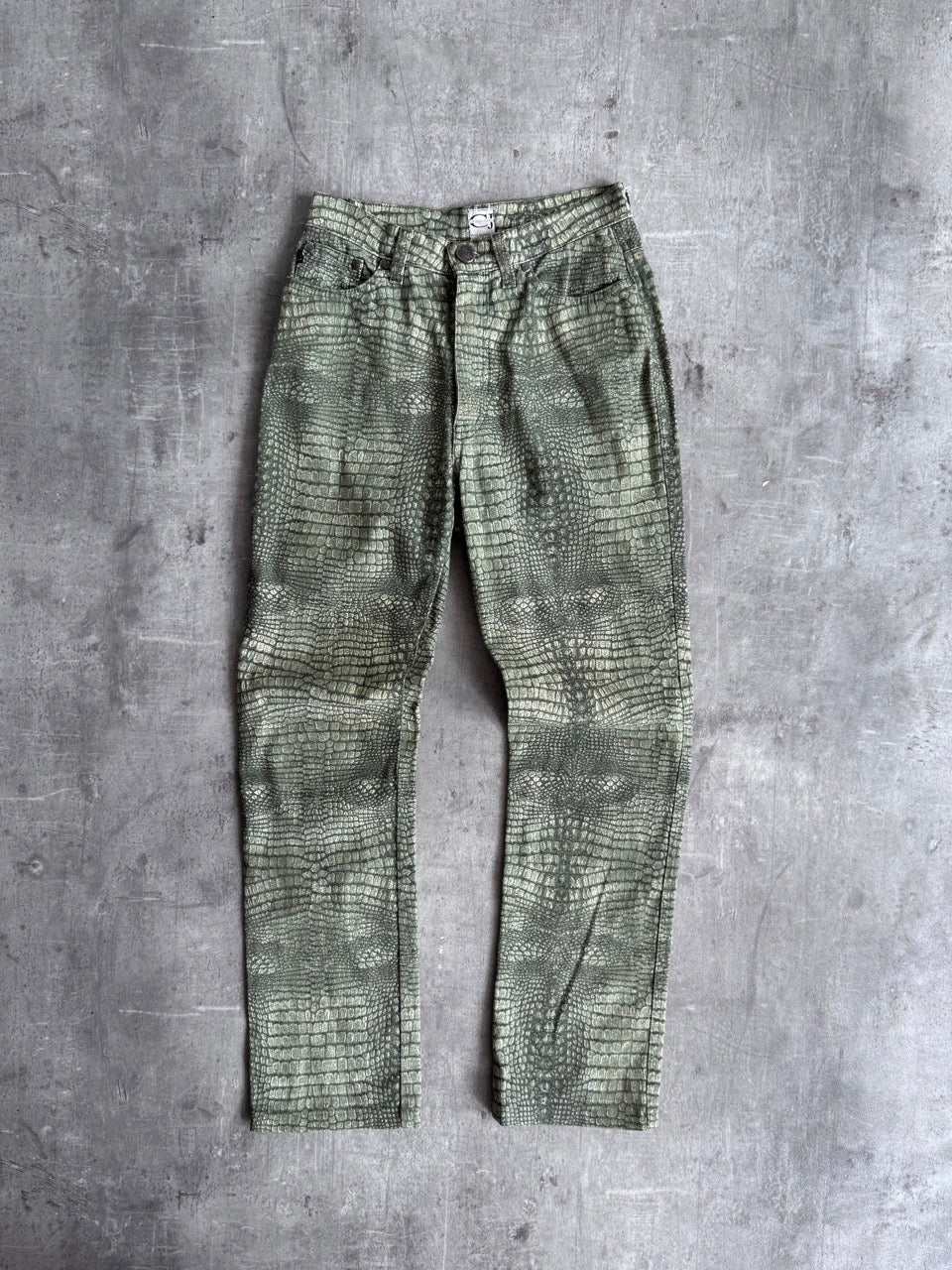 Cavalli Crocodile Printed Straight Leg Trousers