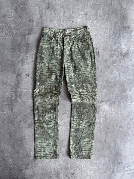 Cavalli Crocodile Printed Straight Leg Trousers