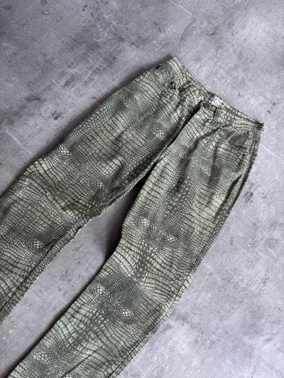 Cavalli Crocodile Printed Straight Leg Trousers