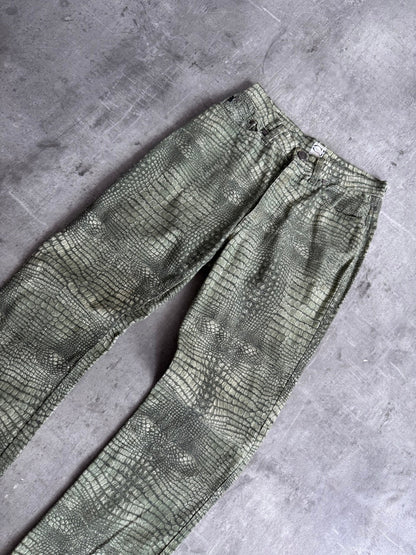 Cavalli Crocodile Printed Straight Leg Trousers