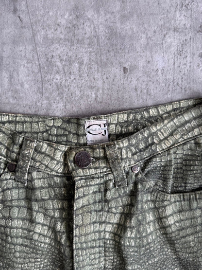 Cavalli Crocodile Printed Straight Leg Trousers