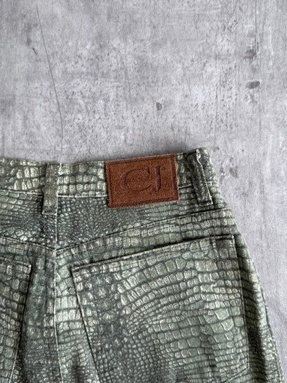 Cavalli Crocodile Printed Straight Leg Trousers