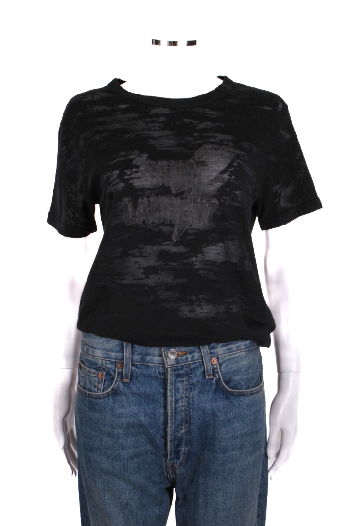 Saint Laurent Lightning Bolt Logo T-shirt Black S | Small, Black