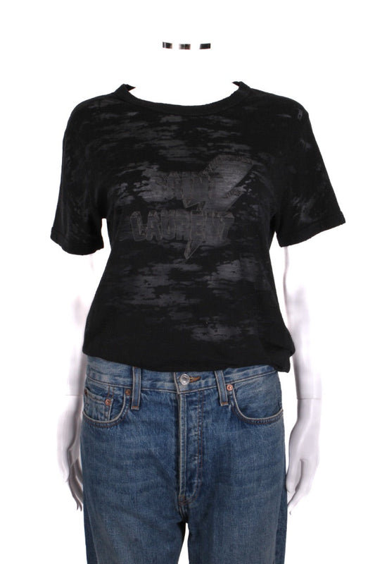 Saint Laurent Lightning Bolt Logo T-shirt Black S | Small, Black