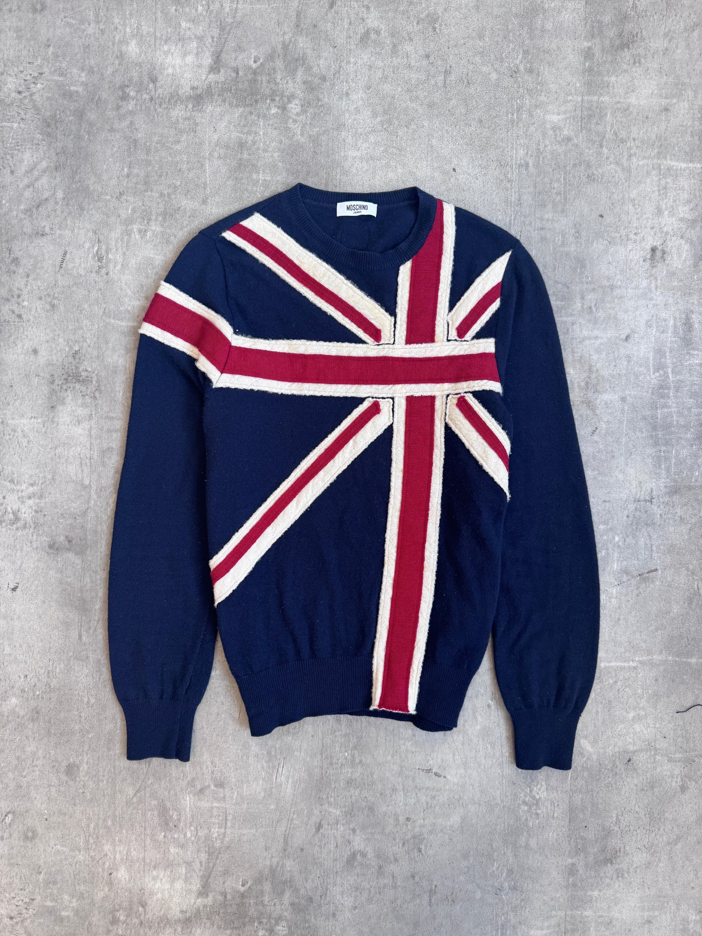2000's Moschino Jeans Union Jack Knitted Wool Sweater